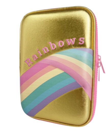 CARTUCHERA 1 PISO EN RELIEVE RAINBOWS GOLDEN. EVA