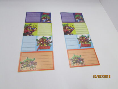 ETIQUETAS ESCOLARES CON DIBUJOS PLANCHA X 6 AVENGERS