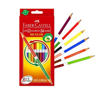 LAPICES DE COLORES FABER CASTELL BICOLOR X 12 UNIDADES 24 COLORES