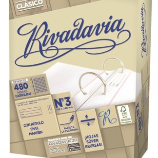 REPUESTO DE HOJAS RIVADAVIA N 3 X 480 HOJAS CUADRICULADAS CLASICO
