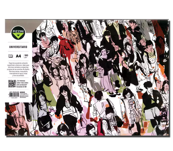 BLOCK ARTISTICO PIZZINI UNIVERSITARIO EMBLOCADO 180 GS. x 30 HOJAS. A4 . pbunix30a
