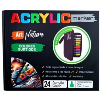 MARCADORES ACRILICOS PLANTEC ART NATURE X 24 C/CANOPLA TRAZO 1.8 A 2.5