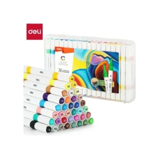 MARCADOR ACRILICO DELI DOBLE PUNTA PINCEL X 36